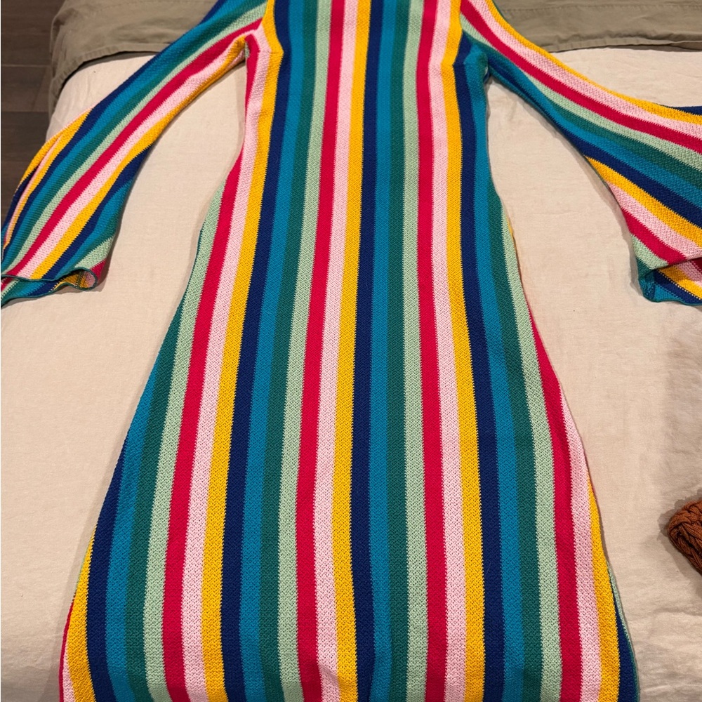 Colorful Striped Long Sleeve Dress
